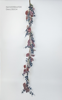 Autumn blueberries garland with mixed leaves