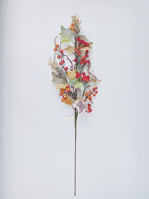 Maple leaves and red/orange berries spray