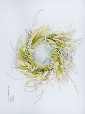 Autumn wild berries and mixed leaves wreath