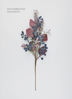 Autumn blueberries branch with mixed leaves